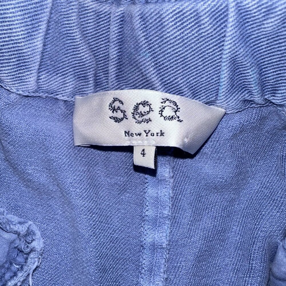 Sea New York Idun Ruffled Denim Acid Wash High Rise Shorts Women's 4 - Picture 6 of 9